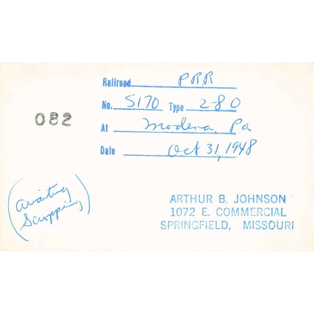 PRR Pennsylvania Railroad Steam Locomotive #5170 Roster Photo Modena PA 1948 - Picture 2 of 2